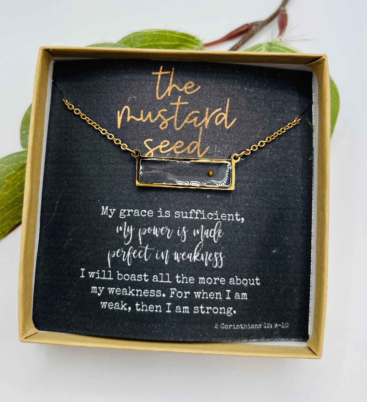 Mustard Seed Necklace, Faith Gift, Encouragement Gift: Gold