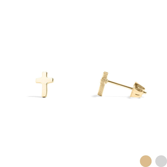 Gold Cross Stud Earrings