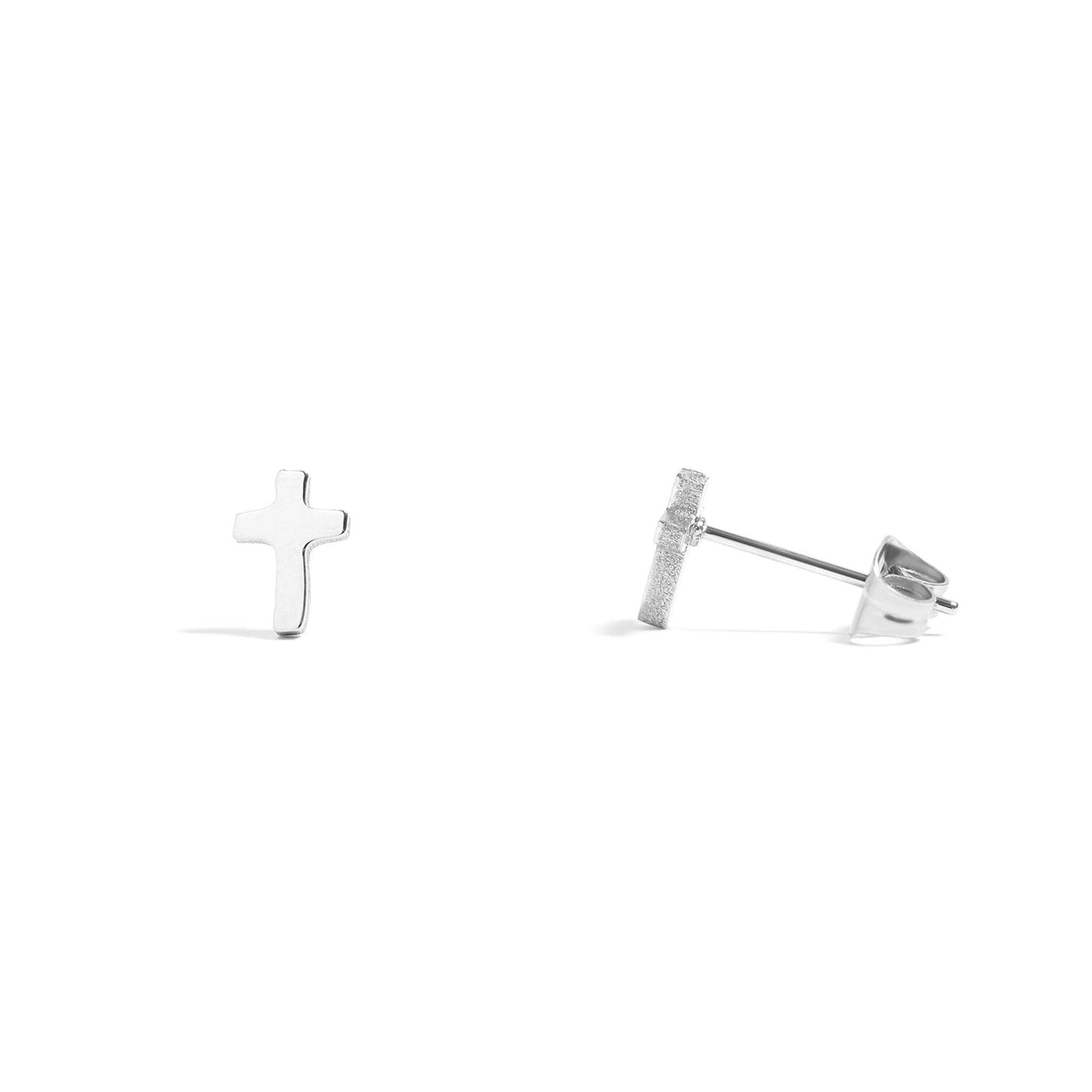 Silver Cross Stud Earrings