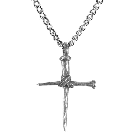 Rustic Two Nail Cross Necklace