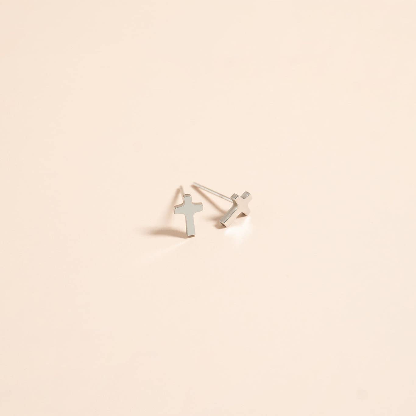Silver Cross Stud Earrings